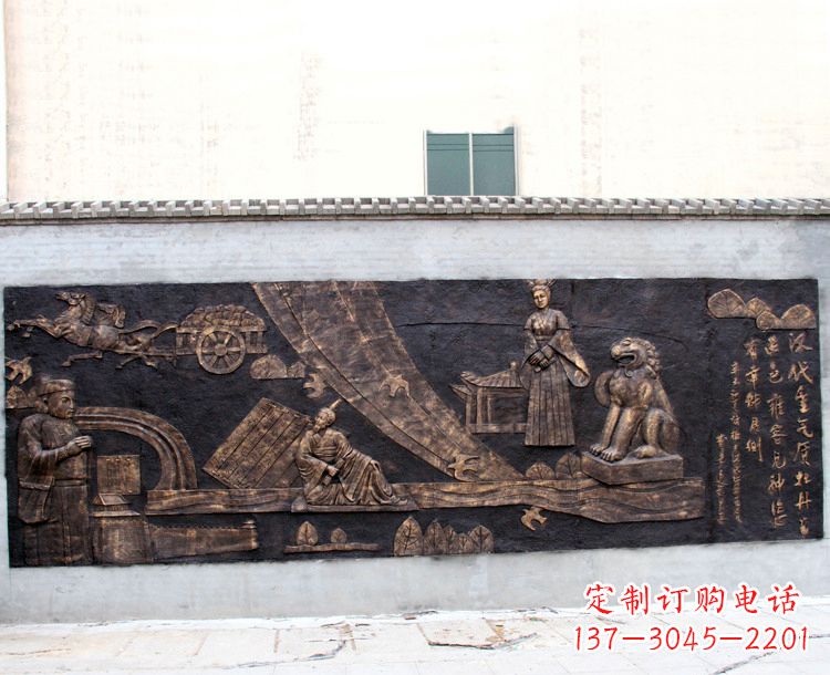 安阳“汉代重气质,牡丹留正色”中国传统文化浮雕壁画,玻璃钢仿铜园林墙壁装饰壁画