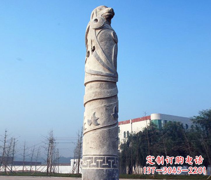 安阳12生肖石柱广场景观石雕