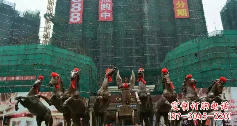 安阳阿波罗八匹马踏浪而来景观马群铜雕