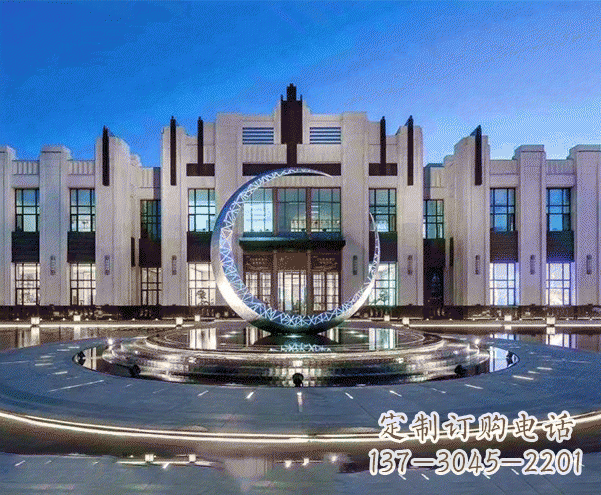 安阳城市不锈钢月亮摆件雕塑