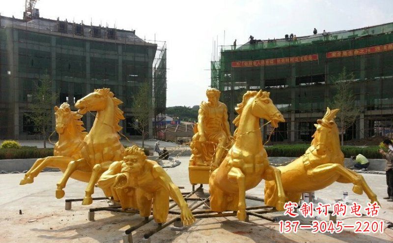 安阳阿波罗战车玻璃钢仿铜景观雕塑