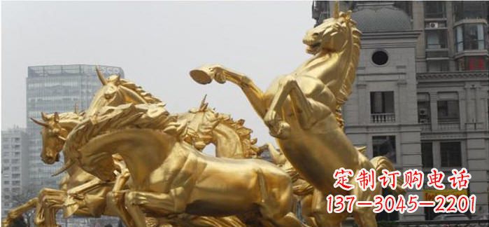 安阳八马奔腾铜雕马群