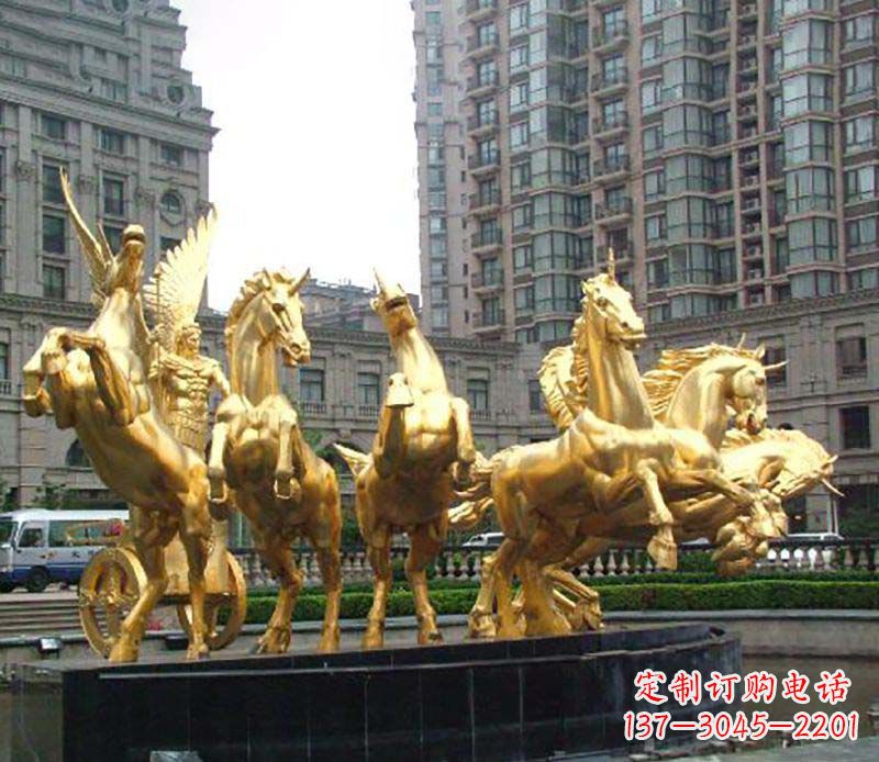 安阳八马群阿波罗铜雕