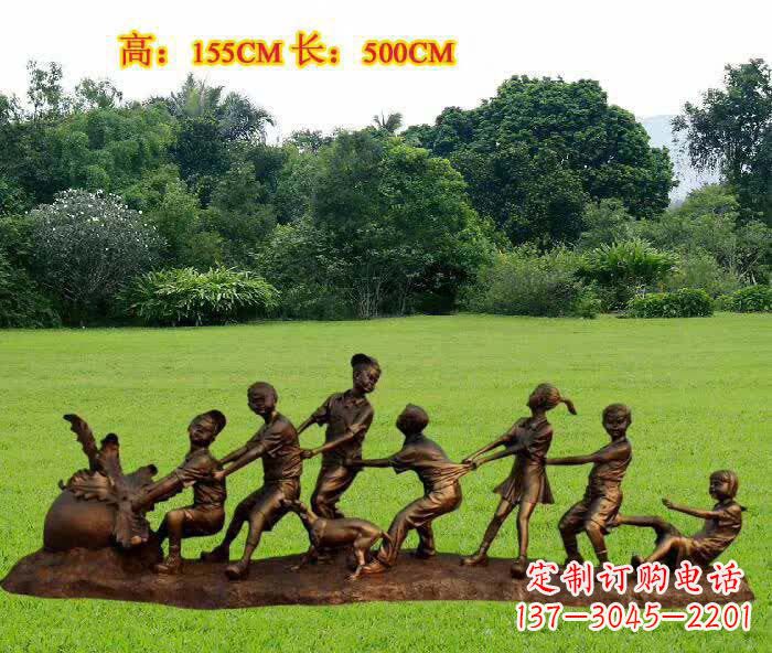 安阳拔萝卜人物铜雕1