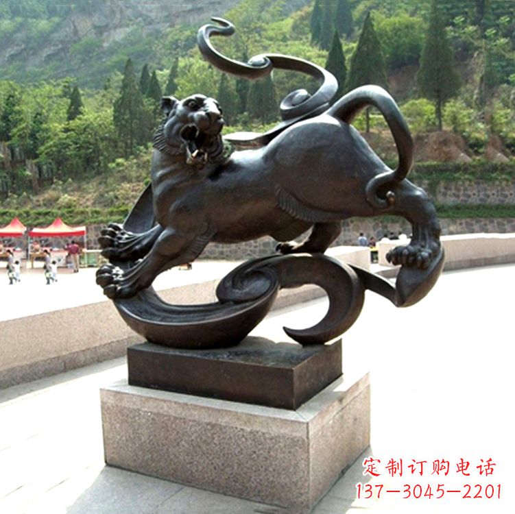 安阳白虎神兽铜雕-纯铜铸造广场文化动物雕塑摆件