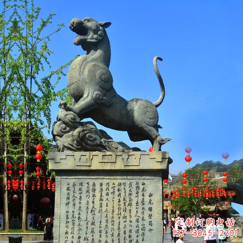 安阳白虎铜雕景观雕塑-景区园林神兽动物标识