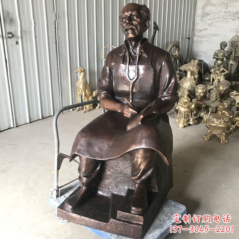 安阳白求恩坐姿纯铜雕塑