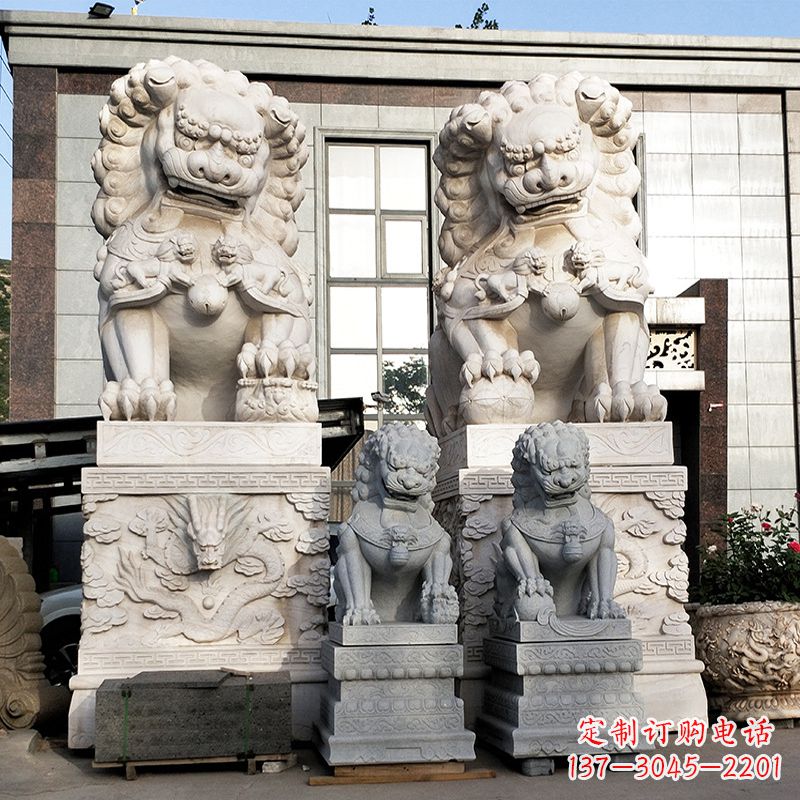 安阳北京的石狮子-景区园林大型汉白玉看门神兽