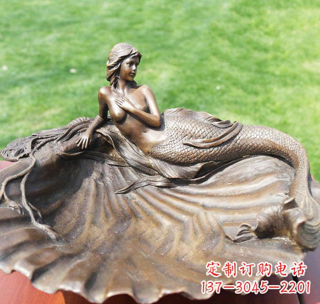 安阳贝壳上的美人鱼园林景观铜雕