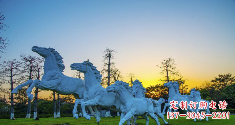 安阳奔跑的马群城市公园景观铜雕