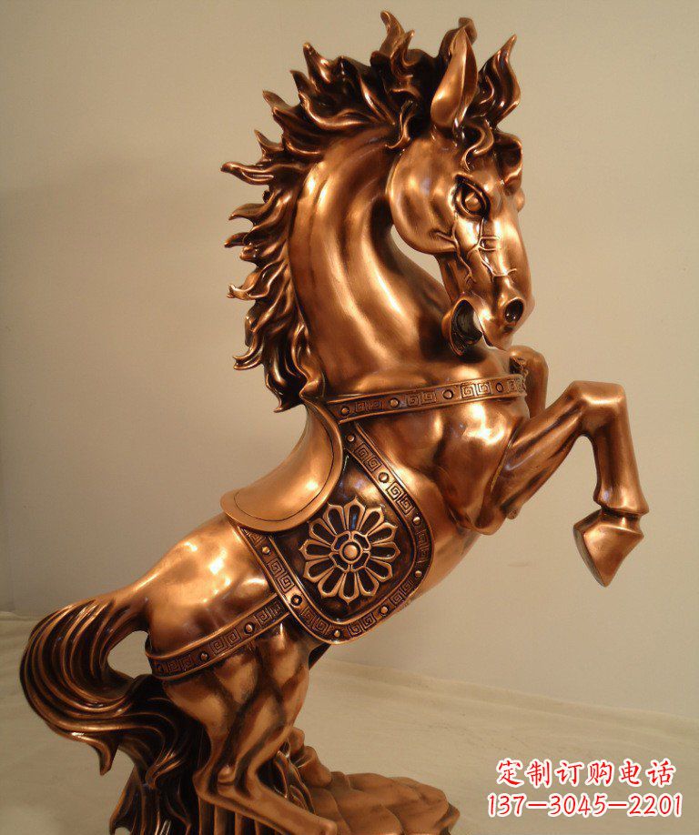 安阳奔腾的马招财玻璃钢仿铜动物雕塑