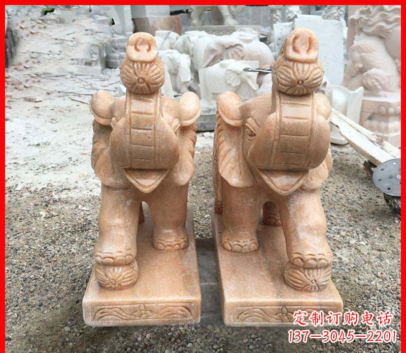 安阳鼻卷绣球的小象石雕