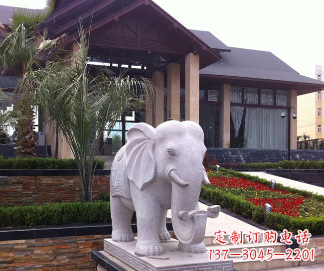 安阳鼻卷元宝大象别墅景观石雕