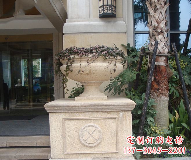 安阳别墅景观大理石花盆石雕 (6)