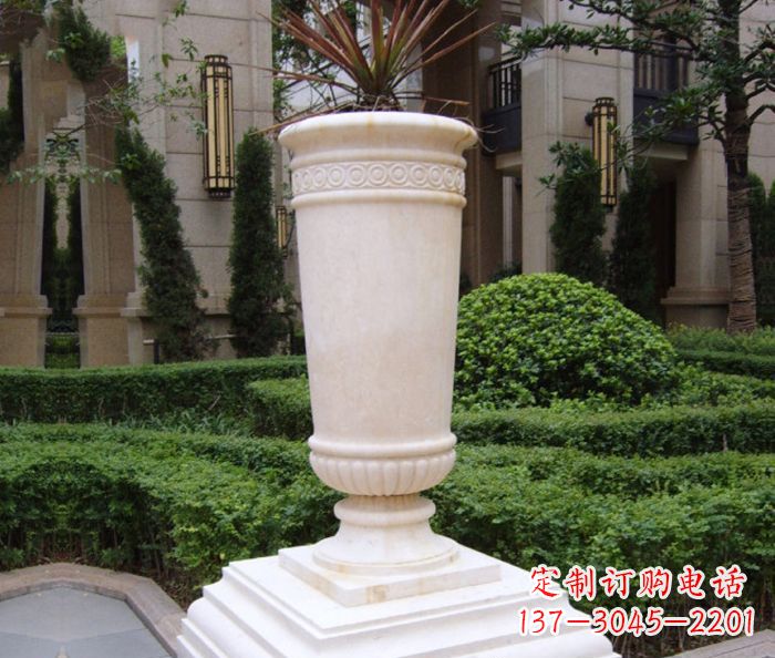安阳别墅景观汉白玉花盆石雕