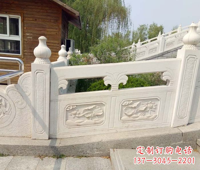 安阳别墅景观汉白玉石浮雕栏板 (2)