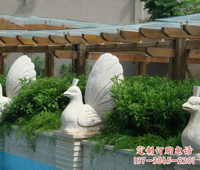 安阳别墅景观孔雀喷泉石雕