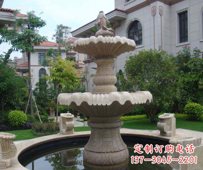 安阳别墅景观石雕多层喷泉雕塑