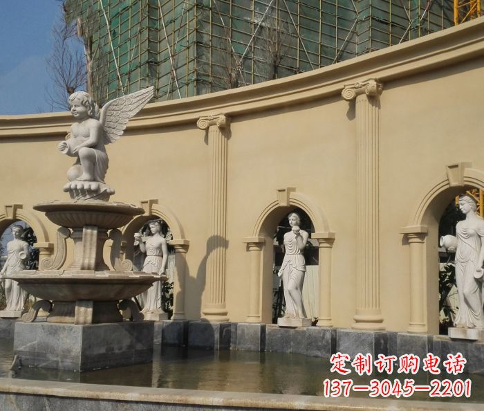 安阳别墅景观天使喷泉石雕 (3)