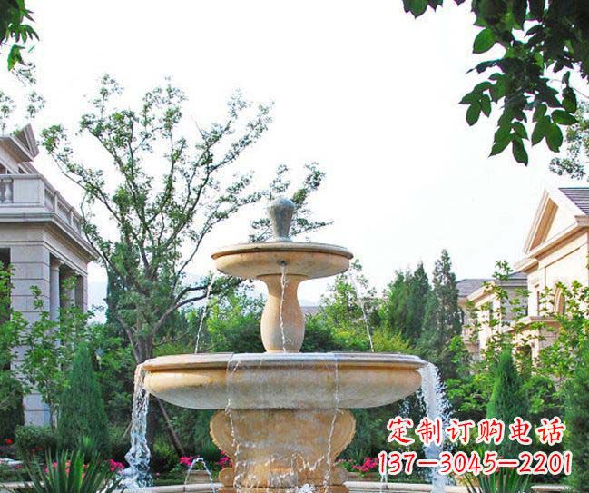 安阳别墅景观晚霞红喷泉石雕