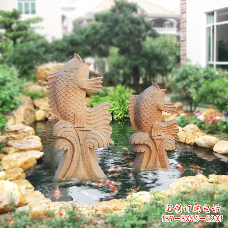 安阳别墅庭院吉祥招财石雕鱼喷泉雕塑