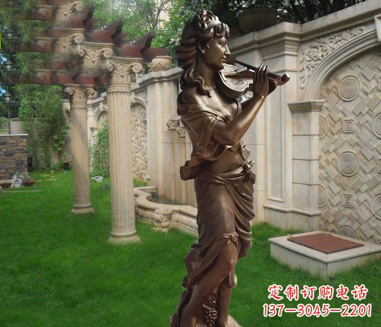 安阳别墅西方女人玻璃钢仿铜景观雕塑