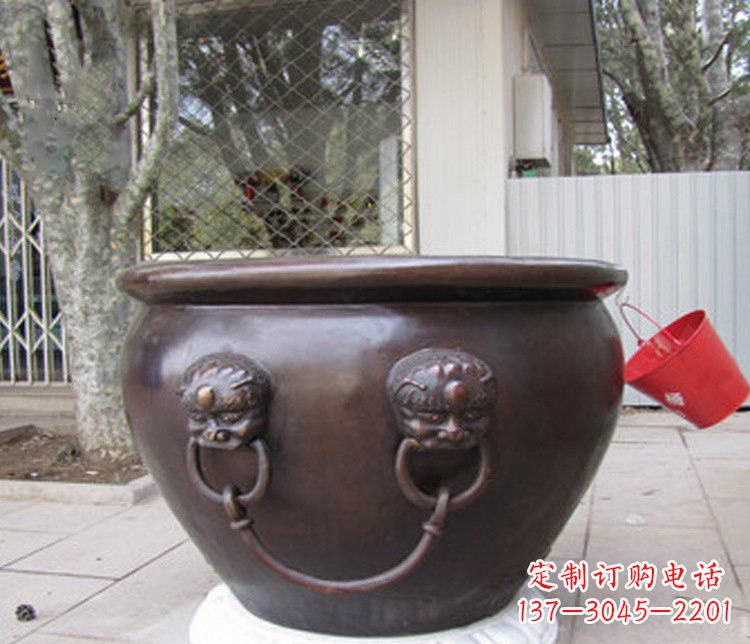 安阳别墅招财水缸铜雕塑摆件 (2)