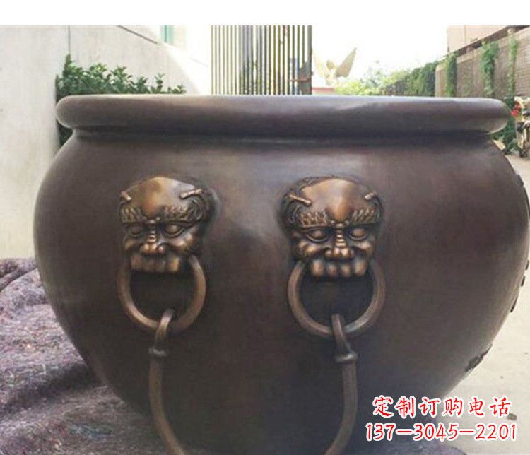 安阳别墅招财水缸铜雕塑摆件