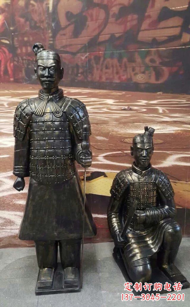 安阳兵马俑玻璃钢仿铜人物雕塑
