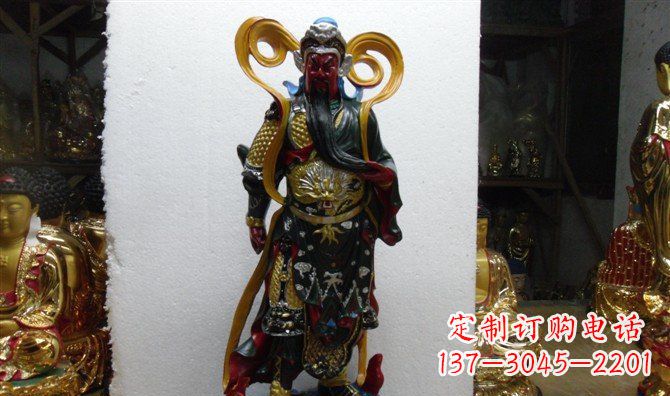 安阳玻璃钢彩绘持刀关公