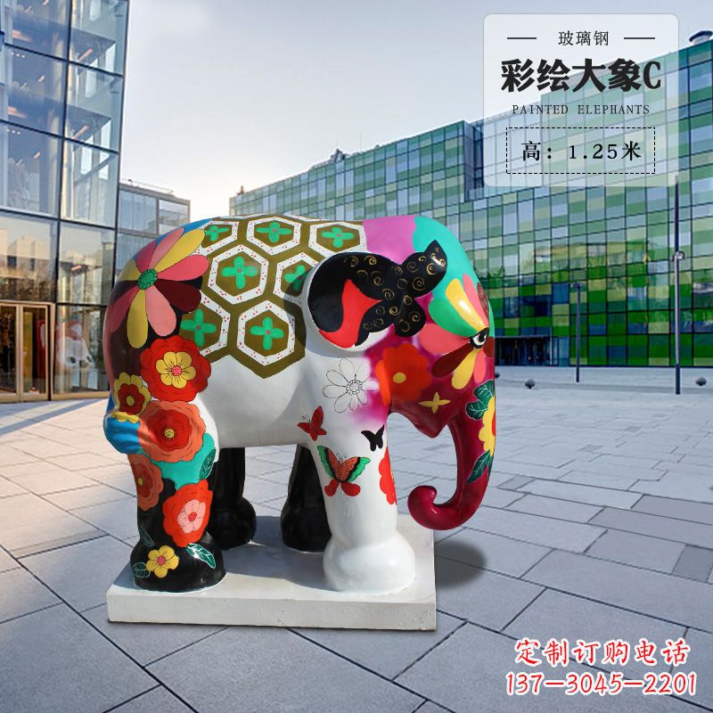 安阳玻璃钢彩绘大象雕塑