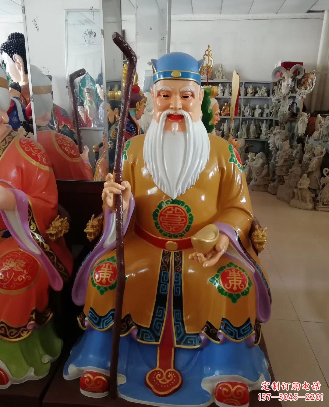 安阳玻璃钢彩绘神像土地公雕塑