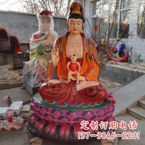 安阳玻璃钢彩绘送子观音雕塑