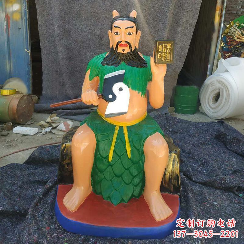 安阳玻璃钢彩绘五榖神农大帝雕像