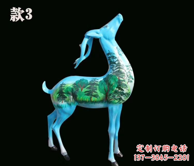 安阳玻璃钢彩绘艺术小鹿雕塑