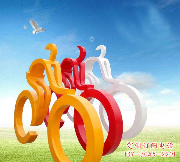 安阳玻璃钢抽象骑自行车人物
