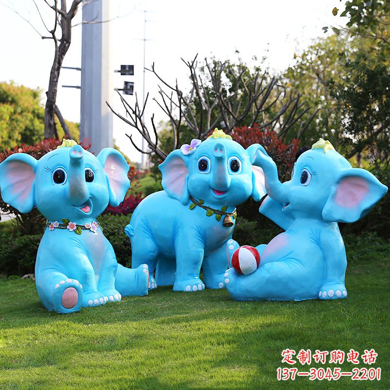 安阳玻璃钢大象头雕塑-公园商场玻璃钢卡通小象美陈摆件