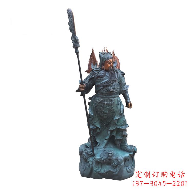 安阳玻璃钢仿铜彩绘关公像