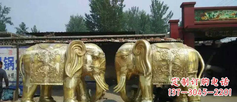 安阳玻璃钢仿铜大象公园动物雕塑