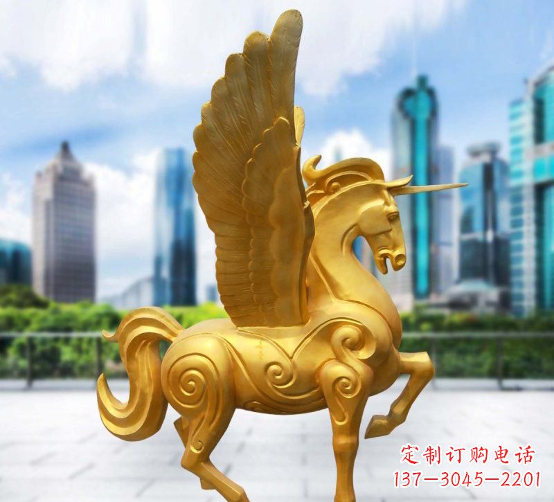 安阳玻璃钢仿铜飞马独角兽雕塑