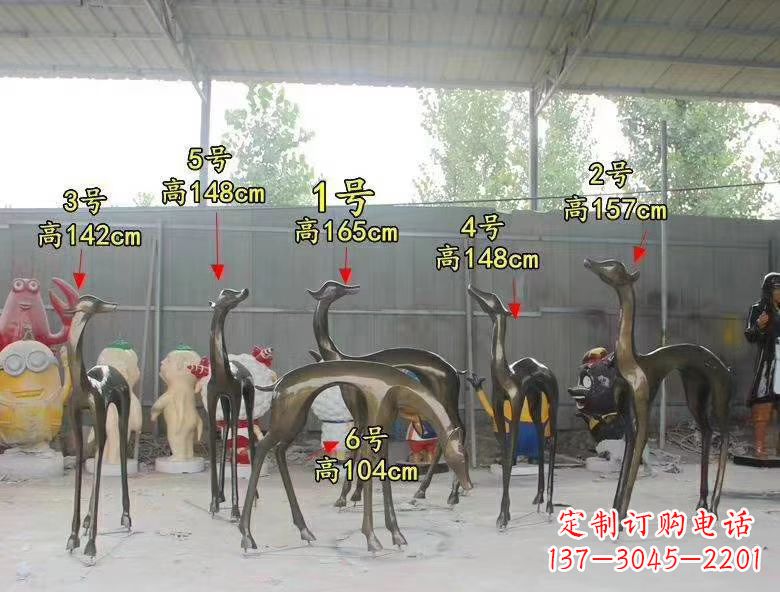 安阳玻璃钢仿铜公园小鹿雕塑