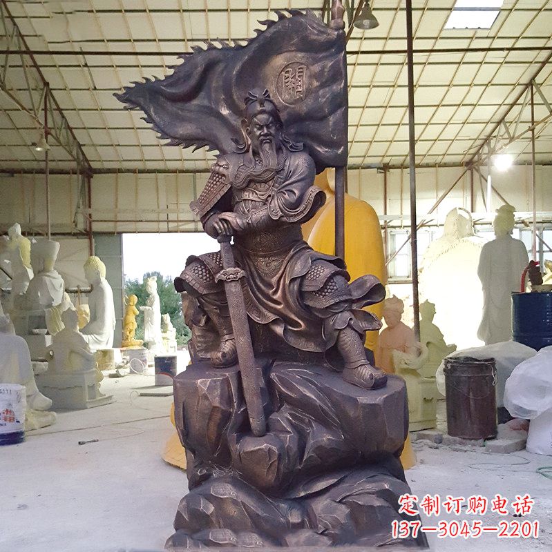安阳玻璃钢仿铜关公雕塑