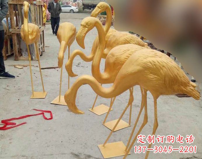 安阳玻璃钢仿铜火烈鸟雕塑
