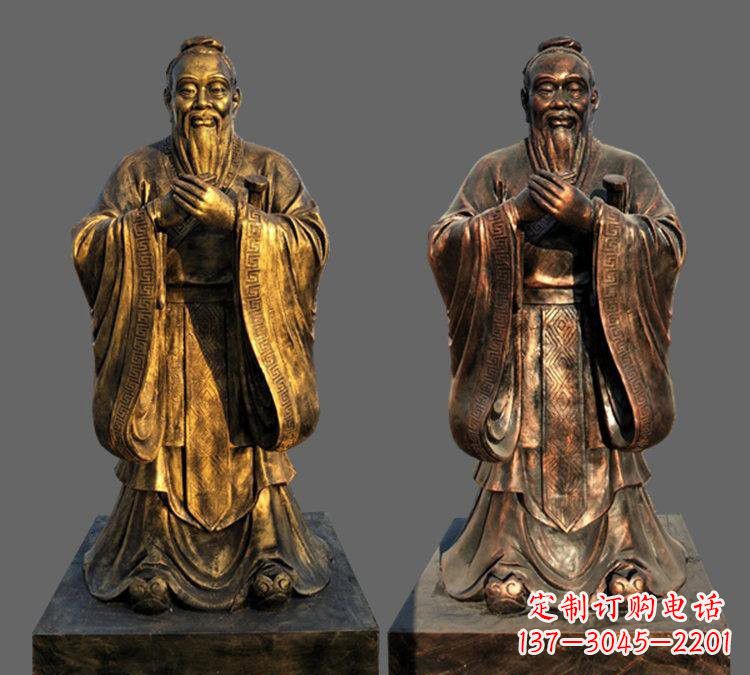 安阳玻璃钢仿铜孔子校园名人