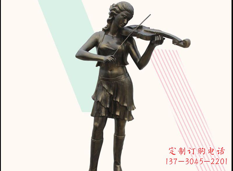 安阳玻璃钢仿铜拉小提琴的女孩