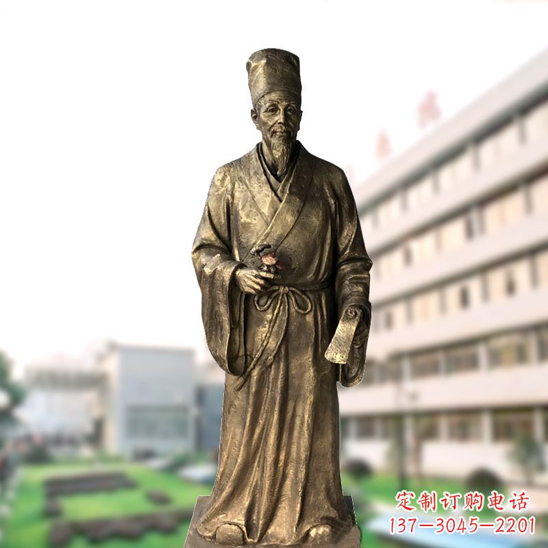 安阳玻璃钢仿铜李时珍塑像-医院医学院药圣雕塑