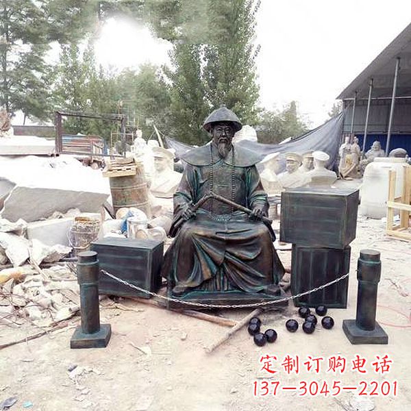 安阳玻璃钢仿铜林则徐销烟雕塑