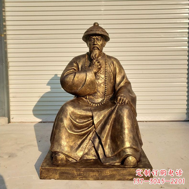 安阳玻璃钢仿铜林则徐坐姿雕像