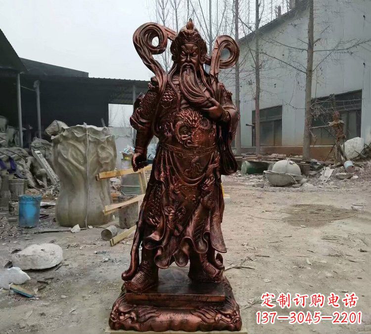 安阳玻璃钢仿铜捋须关公雕塑