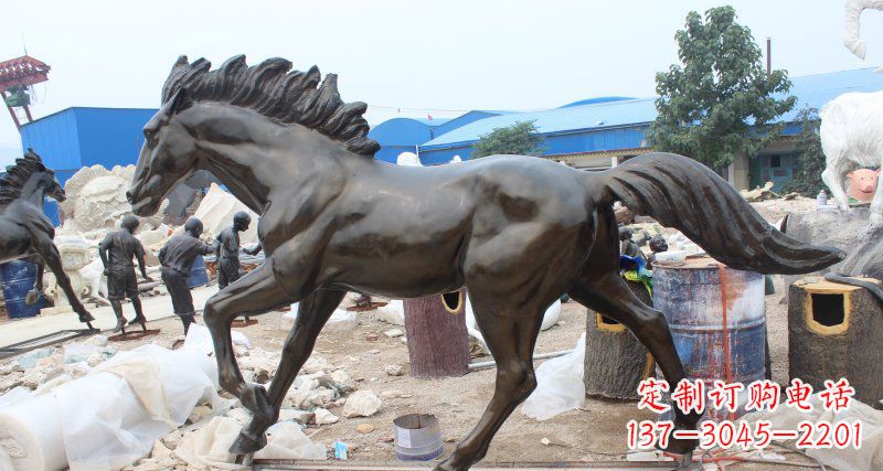 安阳玻璃钢仿铜马广场动物雕塑 (2)